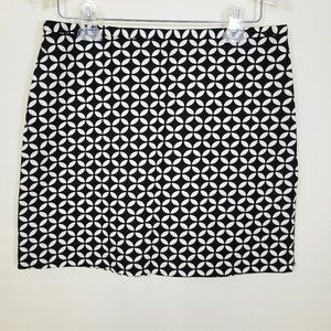 Cynthia Rowley Black & White Geometric A-Line Mini Skirt, Size 6
